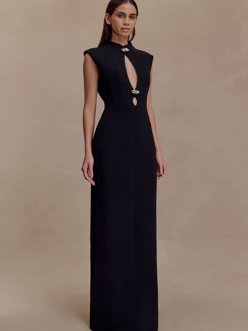 MESHKI MICHELLE - Black Sleeveless Keyhole Maxi Dress